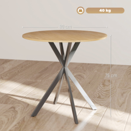HOMCOM 80cm Industrial Round Dining Table - Oak - thumbnail 6