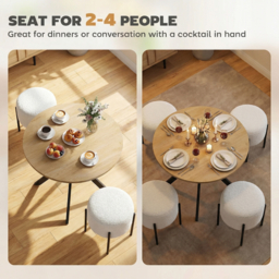 HOMCOM 80cm Industrial Round Dining Table - Oak - thumbnail 4