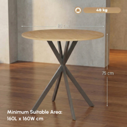 HOMCOM 80cm Industrial Round Dining Table - Oak - thumbnail 3