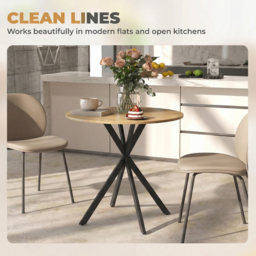 HOMCOM 80cm Industrial Round Dining Table - Oak - thumbnail 7