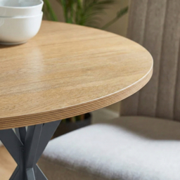 HOMCOM 80cm Industrial Round Dining Table - Oak - thumbnail 9
