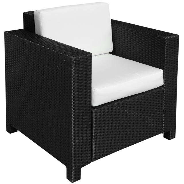 Outsunny 1 Seater Rattan Garden All-Weather Wicker Weave Single Sofa Armchair with Fire Resistant Cushion - Black - Aosom UK - image 1