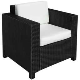Outsunny 1 Seater Rattan Garden All-Weather Wicker Weave Single Sofa Armchair with Fire Resistant Cushion - Black - Aosom UK