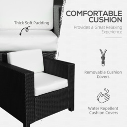 Outsunny 1 Seater Rattan Garden All-Weather Wicker Weave Single Sofa Armchair with Fire Resistant Cushion - Black - Aosom UK - thumbnail 5