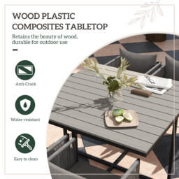 Outsunny 4 Seater Rattan Cube Garden Furniture Set, Rattan Dining Set with Cushions, Outdoor Dining Table and Chairs with Rectangular Wood Grain Plastic Top Table for Patio, Balcony, Grey - thumbnail 6