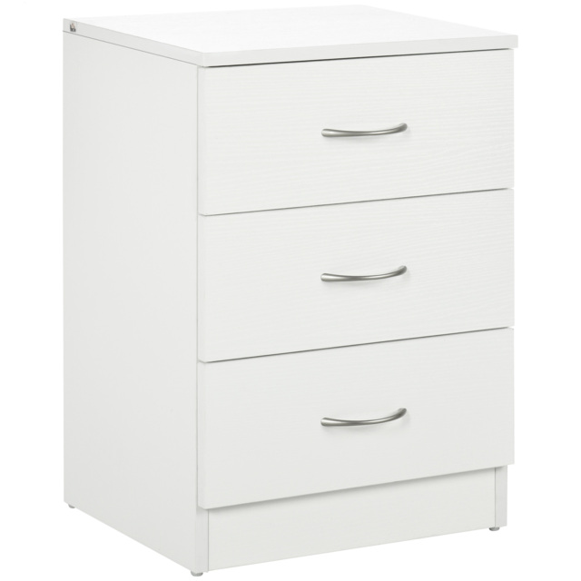 HOMCOM Three-Drawer Simple Bedside Table - White - Aosom UK - image 1