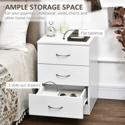 HOMCOM Three-Drawer Simple Bedside Table - White - Aosom UK - thumbnail 4