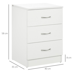 HOMCOM Three-Drawer Simple Bedside Table - White - Aosom UK - thumbnail 3