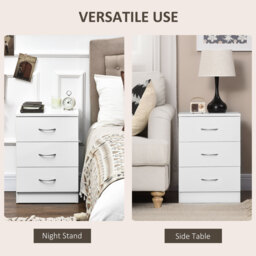 HOMCOM Three-Drawer Simple Bedside Table - White - Aosom UK - thumbnail 5