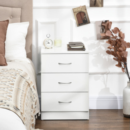 HOMCOM Three-Drawer Simple Bedside Table - White - Aosom UK - thumbnail 7