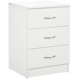 HOMCOM Three-Drawer Simple Bedside Table - White - Aosom UK - thumbnail 1