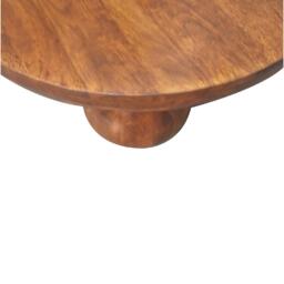 Solid Mango Wood Centre Table with Sculptural Central Ball Base, Handcrafted Desk with Stain-Based Finish, 80L x 80W x 23H cm, Brown - Aosom UK - thumbnail 5