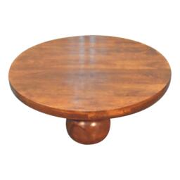 Solid Mango Wood Centre Table with Sculptural Central Ball Base, Handcrafted Desk with Stain-Based Finish, 80L x 80W x 23H cm, Brown - Aosom UK - thumbnail 9