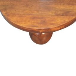 Solid Mango Wood Centre Table with Sculptural Central Ball Base, Handcrafted Desk with Stain-Based Finish, 80L x 80W x 23H cm, Brown - Aosom UK - thumbnail 6