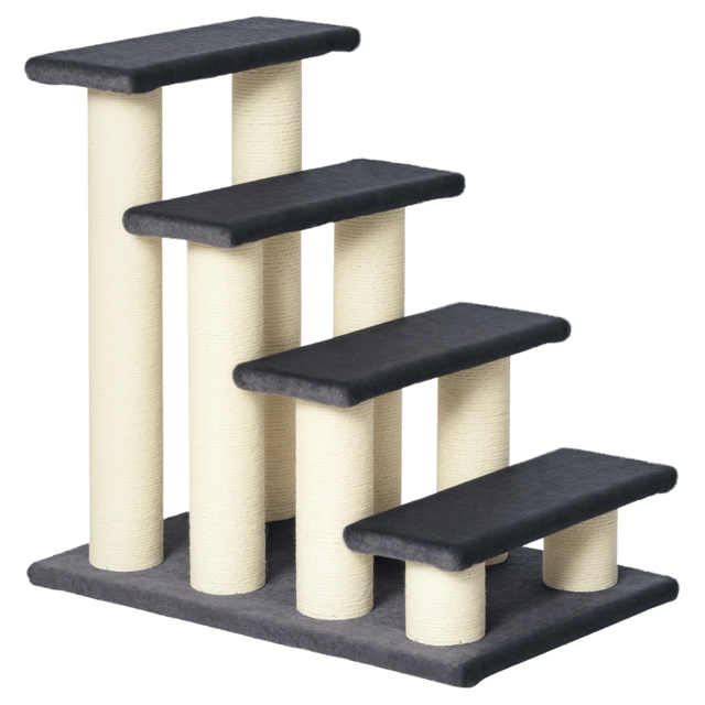 Pawhut Pet Stairs 4 Steps Dog Cat Little Older Animal Climb Ladder Navy Blue - image 1