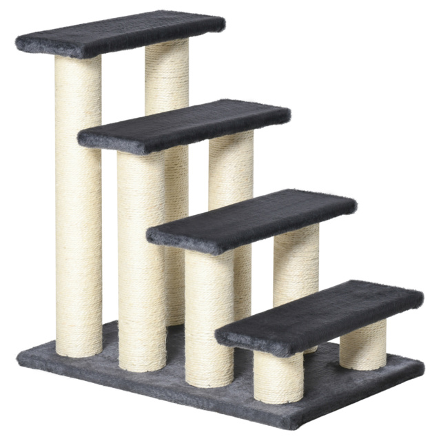 Pawhut Pet Stairs 4 Steps Dog Cat Little Older Animal Climb Ladder Navy Blue - image 1