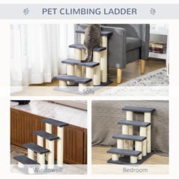 Pawhut Pet Stairs 4 Steps Dog Cat Little Older Animal Climb Ladder Navy Blue - thumbnail 6