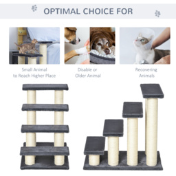 Pawhut Pet Stairs 4 Steps Dog Cat Little Older Animal Climb Ladder Navy Blue - thumbnail 5