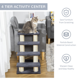Pawhut Pet Stairs 4 Steps Dog Cat Little Older Animal Climb Ladder Navy Blue - thumbnail 7