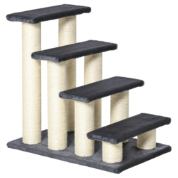 Pawhut Pet Stairs 4 Steps Dog Cat Little Older Animal Climb Ladder Navy Blue - thumbnail 1