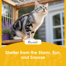 PawHut Outdoor Cat House Insulated with Openable Roof, Weatherproof Feral Cat Shelter for Rabbits, Cats, Grey - thumbnail 9