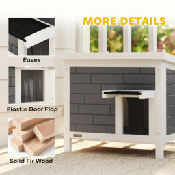 PawHut Outdoor Cat House Insulated with Openable Roof, Weatherproof Feral Cat Shelter for Rabbits, Cats, Grey - thumbnail 7