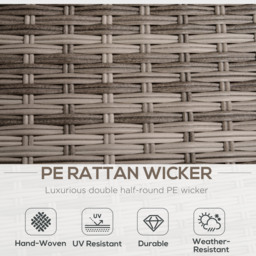 Outsunny 6-Seater Rattan Garden Furniture 6 Seater Sofa & Coffee Table Set Outdoor Patio Furniture Wicker Weave Chair Space-saving Compact, Grey - thumbnail 5