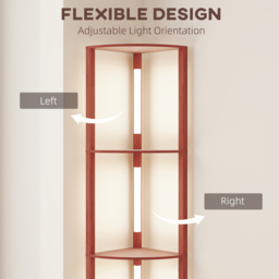HOMCOM Corner Floor Lamp for Living Room Bedroom with Dimmable Warm White LED Light, Modern Tall Standing Lamp, Brown - Aosom UK - thumbnail 6