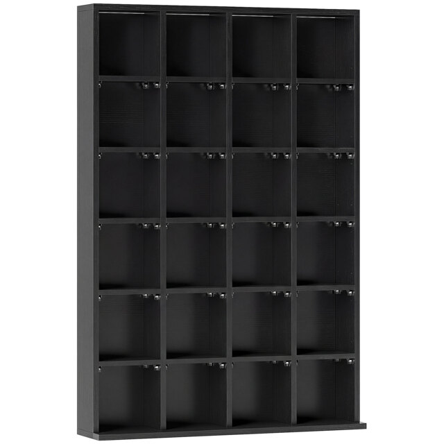 HOMCOM CD Storage Unit with Adjustable Shelves, 89 x 130.5 cm, Black - Aosom UK - image 1