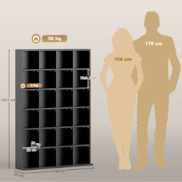 HOMCOM CD Storage Unit with Adjustable Shelves, 89 x 130.5 cm, Black - Aosom UK - thumbnail 3