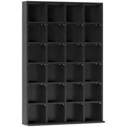 HOMCOM CD Storage Unit with Adjustable Shelves, 89 x 130.5 cm, Black - Aosom UK - thumbnail 1