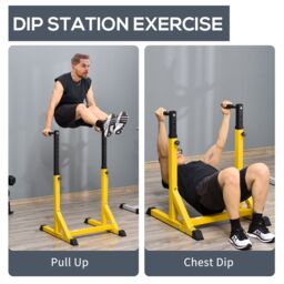 HOMCOM Dip Station Chin Up Parallel Bars Pull Up Power Tower Home Gym Workout Bicep Tricep Fitness Equipment Height Adjustable - thumbnail 8