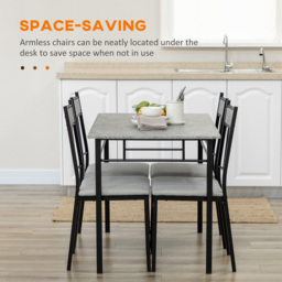 HOMCOM 5 Pieces Dining Room Sets, Modern Dining Table and Chairs Set 4 w/ Marble Effect Tabletop, Padded Kitchen Chairs, Light Grey - Aosom UK - thumbnail 6