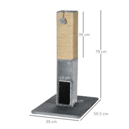 PawHut Cat Scratching Post, 79cm Tall with Jute Scratcher and Climbing Activity Centre, Carpet Base and Dangling Ball, Grey - Aosom UK - thumbnail 3