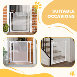 PawHut Pressure Fit Safety Gate for Doors & Stairs, Dog Gate w/ Auto Close, Pet Barrier for Hallways, w/ Double Locking Openings 75-82 cm - Aosom UK - thumbnail 7