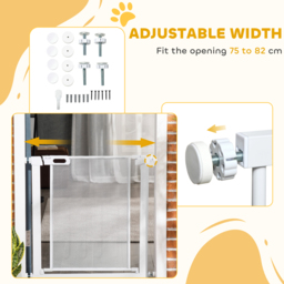 PawHut Pressure Fit Safety Gate for Doors & Stairs, Dog Gate w/ Auto Close, Pet Barrier for Hallways, w/ Double Locking Openings 75-82 cm - Aosom UK - thumbnail 6