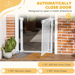 PawHut Pressure Fit Safety Gate for Doors & Stairs, Dog Gate w/ Auto Close, Pet Barrier for Hallways, w/ Double Locking Openings 75-82 cm - Aosom UK - thumbnail 5
