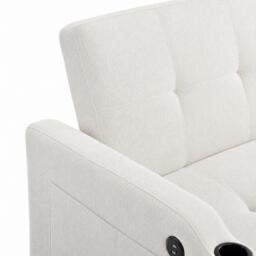Convertible Sofa Bed with Adjustable Backrest, Functional Sleeper with USB & Type-C Charging, 135L x 173W x 58H cm, Off White - Aosom UK - thumbnail 6