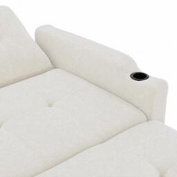 Convertible Sofa Bed with Adjustable Backrest, Functional Sleeper with USB & Type-C Charging, 135L x 173W x 58H cm, Off White - Aosom UK - thumbnail 7