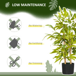 HOMCOM 2 PCs Artificial Plants Bamboo Tree in Pot Desk Fake Plants for Home Indoor Outdoor Decor, 15x15x60cm, Green - Aosom UK - thumbnail 6