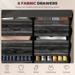 HOMCOM Chest of Eight Fabric Drawers - Black - thumbnail 4