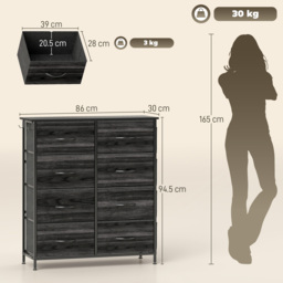 HOMCOM Chest of Eight Fabric Drawers - Black - thumbnail 3