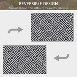 Outsunny 6 x 9ft Waterproof Outdoor Rug, Reversible Mat Plastic Straw Rug Portable RV Camping Mat for Picnic, Black & White - Aosom UK - thumbnail 6