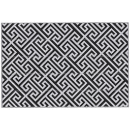 Outsunny 6 x 9ft Waterproof Outdoor Rug, Reversible Mat Plastic Straw Rug Portable RV Camping Mat for Picnic, Black & White - Aosom UK - thumbnail 1