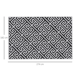 Outsunny 6 x 9ft Waterproof Outdoor Rug, Reversible Mat Plastic Straw Rug Portable RV Camping Mat for Picnic, Black & White - Aosom UK - thumbnail 3