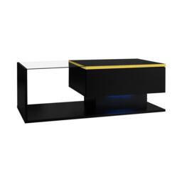 High-Gloss Black Coffee Table with Tempered Glass Top and LED Lighting, Tea Table Perfect for Modern Elegance, 90L x 50W x 32.5H cm, Black - Aosom UK - thumbnail 9