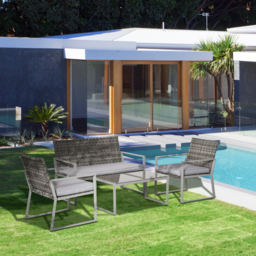 Outsunny Rattan Garden Furniture Set, 4-Seater, 2 Single Sofa Armchairs, 1 Bench, Cushions, Coffee Table, Wicker Weave, Patio Backyard - thumbnail 2