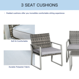 Outsunny Rattan Garden Furniture Set, 4-Seater, 2 Single Sofa Armchairs, 1 Bench, Cushions, Coffee Table, Wicker Weave, Patio Backyard - thumbnail 6