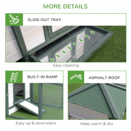 PawHut Chicken Coop Small Animal Pet Cage w/ Nesting Box Outdoor Run Wooden - Aosom UK - thumbnail 7