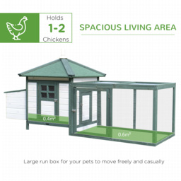 PawHut Chicken Coop Small Animal Pet Cage w/ Nesting Box Outdoor Run Wooden - Aosom UK - thumbnail 4